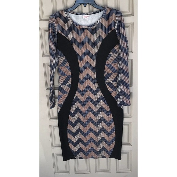 LulaRoe Dress SzS BodyCon Multi Color Long Sleeves Curve Accent NWOT Nice - Picture 11 of 16